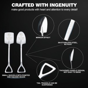 2 Pcs Ice Cream Shovel Set - Funny Loving Gift (Birthday/Holiday Gift for Family and Friends), Premium 304 Stainless Steel Dessert Spoons for Eating Ice Cream