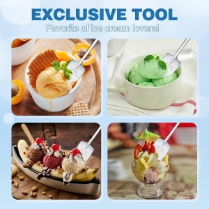 2 Pcs Ice Cream Shovel Set - Funny Loving Gift (Birthday/Holiday Gift for Family and Friends), Premium 304 Stainless Steel Dessert Spoons for Eating Ice Cream