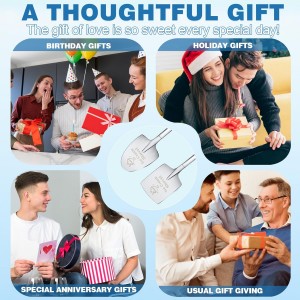 2 Pcs Ice Cream Shovel Set - Funny Loving Gift (Birthday/Holiday Gift for Family and Friends), Premium 304 Stainless Steel Dessert Spoons for Eating Ice Cream