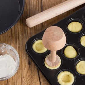 Wooden Tart Tamper, Double Side Pie Pastry Dough Tamper, Egg Tart Pan Mold DIY Cake Pastry Baking Tool for Mini Egg Tart, Cheesecakes, Pasta and Dessert Baking
