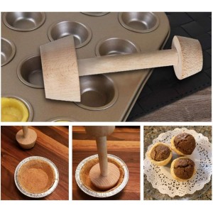 Wooden Tart Tamper, Double Side Pie Pastry Dough Tamper, Egg Tart Pan Mold DIY Cake Pastry Baking Tool for Mini Egg Tart, Cheesecakes, Pasta and Dessert Baking
