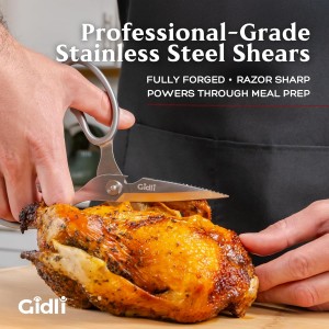 Premium Kitchen Scissors by Gidli – Lifetime Replacement Warranty* - Heavy Duty Kitchen Shears for Food – All-Purpose Stainless Steel Scissors – Dishwasher Safe, Comes Apart for Easy Cleaning