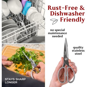 Premium Kitchen Scissors by Gidli – Lifetime Replacement Warranty* - Heavy Duty Kitchen Shears for Food – All-Purpose Stainless Steel Scissors – Dishwasher Safe, Comes Apart for Easy Cleaning