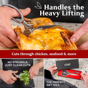 Premium Kitchen Scissors by Gidli – Lifetime Replacement Warranty* - Heavy Duty Kitchen Shears for Food – All-Purpose Stainless Steel Scissors – Dishwasher Safe, Comes Apart for Easy Cleaning