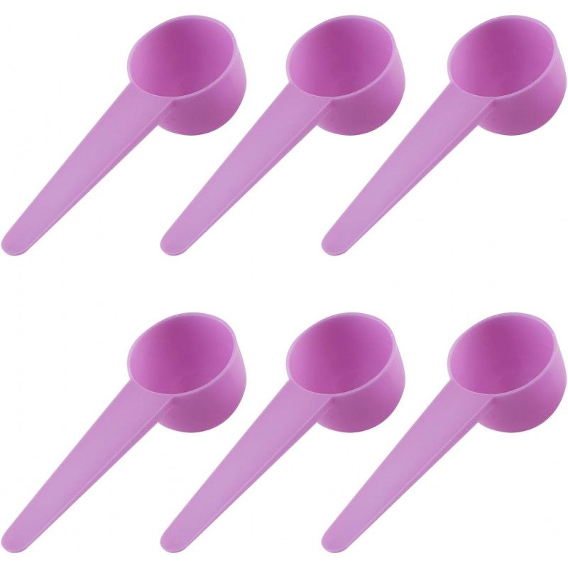6 Pack Plastic Scoops, 20ml Measuring Spoon with Bottom Hole, Scoop Spoon for Coffee, Protein, Milk Powder (Pink)