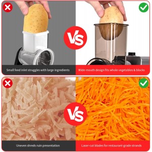 Electric Cheese Grater, 250W Electric Professional Salad Maker & Vegetable Slicer Shredder, 7-in-1 Electric Food Graters Machine with Widened Feeding Port for Block Cheese, Vegetables & Fruits