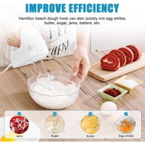 990143000 2-Pack Stainless Steel Mixer Dough Hooks for Hamilton Beach Hand Mixer, Dough Hook Replacement Attachments Compatible with 62630R, 62632R, 62633R, 62580