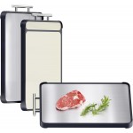 2 Pack Stainless Steel Cutting Board Set, Large Cutting Boards for Kitchen, Double Sided Meat Chopping Board with Handle, Non Toxic Wheat Straw PP/Dishwasher Safe/Food-Grade (16×11 In)