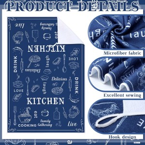 12 Pcs Farmhouse Kitchen Oven Mitts and Pot Holders Decor Sets 4 Blue Kitchen Hand Towels 4 Absorbent Dishcloths 2 Pot Holders 2 Oven Mitts Glove for Home Decorations Mom Baking Cooking Grilling Gift