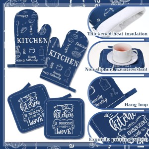 12 Pcs Farmhouse Kitchen Oven Mitts and Pot Holders Decor Sets 4 Blue Kitchen Hand Towels 4 Absorbent Dishcloths 2 Pot Holders 2 Oven Mitts Glove for Home Decorations Mom Baking Cooking Grilling Gift
