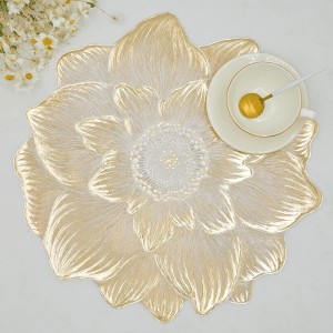 Gold Placemats Set of 6, Creative 3D Flo...