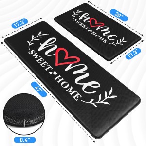 HappyTrends Kitchen Mat for Floor, 2PCS Cushioned Anti-Fatigue Kitchen Rugs, Waterproof Non-Slip Standing Mats and Rugs Set for Kitchen, Office, Laundry, Black, 17.3