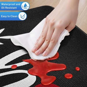 HappyTrends Kitchen Mat for Floor, 2PCS Cushioned Anti-Fatigue Kitchen Rugs, Waterproof Non-Slip Standing Mats and Rugs Set for Kitchen, Office, Laundry, Black, 17.3
