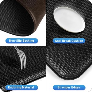 HappyTrends Kitchen Mat for Floor, 2PCS Cushioned Anti-Fatigue Kitchen Rugs, Waterproof Non-Slip Standing Mats and Rugs Set for Kitchen, Office, Laundry, Black, 17.3