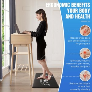 HappyTrends Kitchen Mat for Floor, 2PCS Cushioned Anti-Fatigue Kitchen Rugs, Waterproof Non-Slip Standing Mats and Rugs Set for Kitchen, Office, Laundry, Black, 17.3