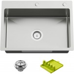 25x18 Inch Kitchen And Bar Sink - Stainless Steel Drop In Single Bowl Topmount Modern Kitchen And Bar Sink With Spoon Rest,Drain Strainer Set Compatibility With Various Kitchen&Bar Style