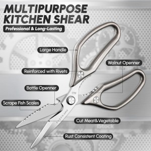 SSGP Kitchen Shears Set, All Purpose Heavy Duty Poultry Shears, Sharp Japanese Meat Scissors, Dishwash Safe Stainless Steel Kitchen Scissors for Food, Chicken Bones, Turkey, Christmas Gifts Women Men