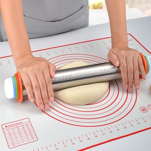 Rolling Pin with Adjustable Thickness Rings for Baking,Stainless Steel Dough Roller,Baking Supplies for Cookie Fondant Pizza Cake Pasta