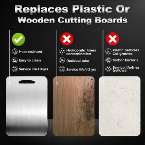 URMONA 3 PCS 304 Stainless Steel Cutting Board For Kitchen, Non-Staining&Odor-Free, Burr-Free Edges, Dishwasher Safe, Non Toxic Cutting Board（S+M+L）