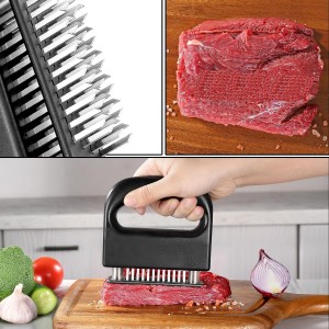 MANJIA Meat Tenderizer Needle Stainless Steel Hand Held, Blade Tenderizer for Meat, Meat Tenderizer Tool for Tenderizing Chicken, Steak, BBQ（Ultra Sharp 48 Blades Kitchen Cooking Tool）
