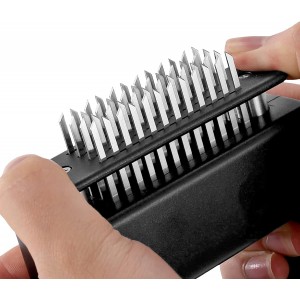 MANJIA Meat Tenderizer Needle Stainless Steel Hand Held, Blade Tenderizer for Meat, Meat Tenderizer Tool for Tenderizing Chicken, Steak, BBQ（Ultra Sharp 48 Blades Kitchen Cooking Tool）