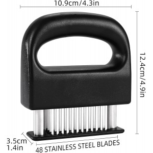 MANJIA Meat Tenderizer Needle Stainless Steel Hand Held, Blade Tenderizer for Meat, Meat Tenderizer Tool for Tenderizing Chicken, Steak, BBQ（Ultra Sharp 48 Blades Kitchen Cooking Tool）