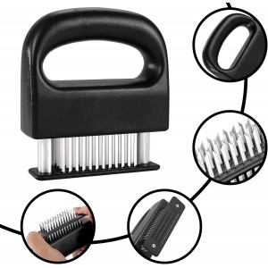 MANJIA Meat Tenderizer Needle Stainless Steel Hand Held, Blade Tenderizer for Meat, Meat Tenderizer Tool for Tenderizing Chicken, Steak, BBQ（Ultra Sharp 48 Blades Kitchen Cooking Tool）