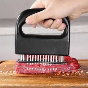 MANJIA Meat Tenderizer Needle Stainless Steel Hand Held, Blade Tenderizer for Meat, Meat Tenderizer Tool for Tenderizing Chicken, Steak, BBQ（Ultra Sharp 48 Blades Kitchen Cooking Tool）