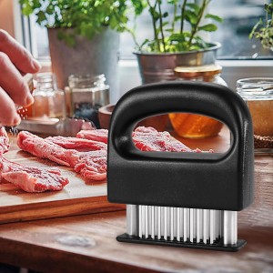MANJIA Meat Tenderizer Needle Stainless Steel Hand Held, Blade Tenderizer for Meat, Meat Tenderizer Tool for Tenderizing Chicken, Steak, BBQ（Ultra Sharp 48 Blades Kitchen Cooking Tool）