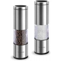 Salt and Pepper Grinder Set with Adjustable Coarseness | Manual Pepper Mill Grinder with Refillable Design | Ceramic Core | Kitchen Essential (2 Packs, Stainless Steel)