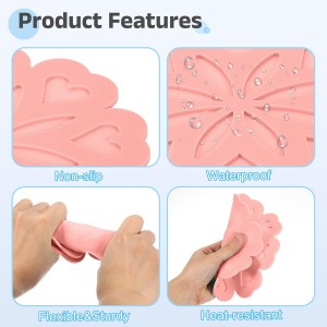 uxcell 2Pcs Silicone Trivet Mats, Flower Pattern Silicone Pad Hot Pad Pan Protectors Table Protector Heat Resistant Mat for Countertop, Hot Dishes, Hot Pots and Pans, Pink