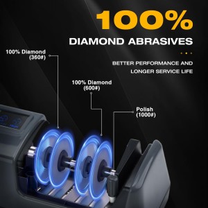 Professional 3-Stage Electric Knife Sharpener for Kitchen Knives, LCD Screen, 100% Diamond Abrasive, Adjustable Rotational Speed, Precision Angle Guides for All Kitchen Knives