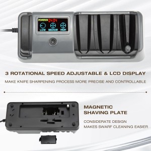 Professional 3-Stage Electric Knife Sharpener for Kitchen Knives, LCD Screen, 100% Diamond Abrasive, Adjustable Rotational Speed, Precision Angle Guides for All Kitchen Knives