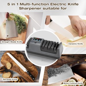 Professional 3-Stage Electric Knife Sharpener for Kitchen Knives, LCD Screen, 100% Diamond Abrasive, Adjustable Rotational Speed, Precision Angle Guides for All Kitchen Knives