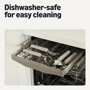 Amazon Basics Vegetable Peelers with Protective Covers, 2-Piece Set, Dishwasher-Safe, Linen Gray