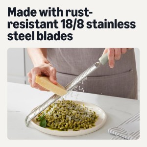 Amazon Basics Zester and Grater Tool, Soft Grip Handle, Dishwasher-Safe, Linen Gray