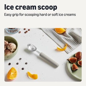 Amazon Basics Ice Cream Scoop, Soft Grip Handle, Dishwasher-Safe, Linen Gray