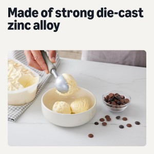 Amazon Basics Ice Cream Scoop, Soft Grip Handle, Dishwasher-Safe, Linen Gray