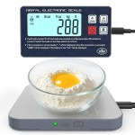 Rechargeable Digital Kitchen Food Scale - Detachable Display Electronic Weight Scale for Bread Making & Coffee Brewing, 304 Stainless Steel Platform, Backlit LCD, Count Mode, Wall-Mount & Tilt Stand