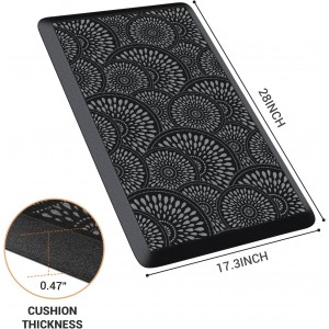 Mattitude Kitchen Mat, 17.3x28in Heavy Duty Ergonomic Comfort Foam Standing Desk Mat, Waterproof Non-Slip Standing Mats and Rugs for Kitchen, Office, Laundry, Black