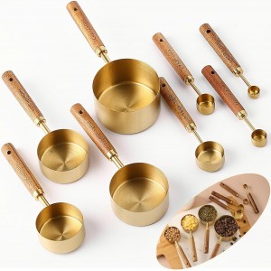 8Pcs Measuring Cups and Spoons Set - Gol...
