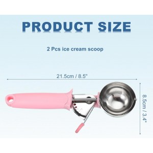 uxcell 2pcs Cookie Scoops, Ice Cream Scoop with Trigger for Baking Cookie Dough Rice Pudding Kitchen Gadget, Pink