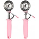 uxcell 2pcs Cookie Scoops, Ice Cream Scoop with Trigger for Baking Cookie Dough Rice Pudding Kitchen Gadget, Pink