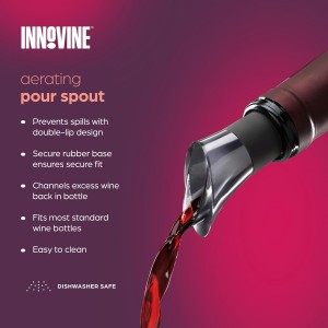 Innovine Drip Stop Pour Spout, Reusable Wine Pourer, Durable Construction with Rubber Base, Perfect for White and Red Wines, Home Bar Accessories, Kitchen Essentials, Barware, Set of 2