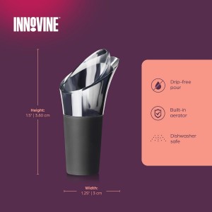 Innovine Drip Stop Pour Spout, Reusable Wine Pourer, Durable Construction with Rubber Base, Perfect for White and Red Wines, Home Bar Accessories, Kitchen Essentials, Barware, Set of 2