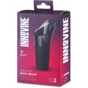 Innovine Drip Stop Pour Spout, Reusable Wine Pourer, Durable Construction with Rubber Base, Perfect for White and Red Wines, Home Bar Accessories, Kitchen Essentials, Barware, Set of 2