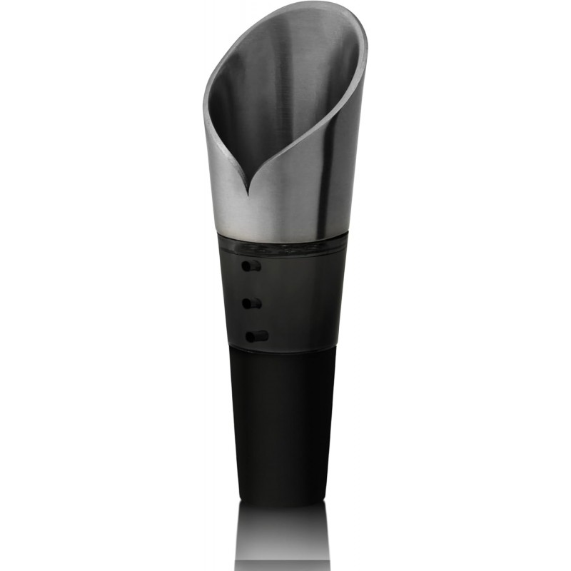 Innovine Aerating Pour Spout, Compact Wine Aerator with Air-Blending Helix and Drip-Free Rubber Stopper, Home Bar Accessories, Kitchen Essentials, 3.75-Inch, Set of 1