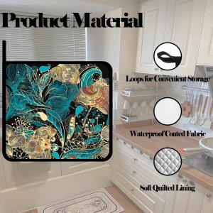 Vintage Floral Pot Holders Set of 2,Kitchen Heat Resistant Potholder for BBQ Cooking Baking,Food Hot Pad for Women Men