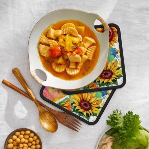 Watercolor Sunflower Floral Pot Holders Set of 2,Kitchen Heat Resistant Potholder for BBQ Cooking Baking,Food Hot Pad for Women Men