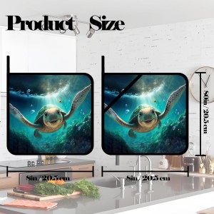 Cute Turtle Pot Holders Set of 2,Sea Animals Kitchen Heat Resistant Potholders for Microwave Cooking Baking Oven and BBQ Gifts for Women